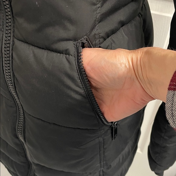 Parka Black Quilted Puffer Jacket With Detachable Hood Wind Water Resistant Sz S - Picture 4 of 16